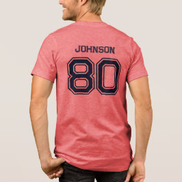 ネイビースポーツチーム名前をカスタムする、ナンバーチームレッド トライブレンドＴシャツ