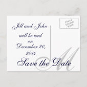 ネイビーセーブ・ザ・デート案内はがき 案内ポストカード (裏面)