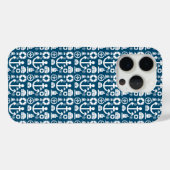 ネイビーセーラーエレメント海パターン Case-Mate iPhone カバー (裏面 (横))