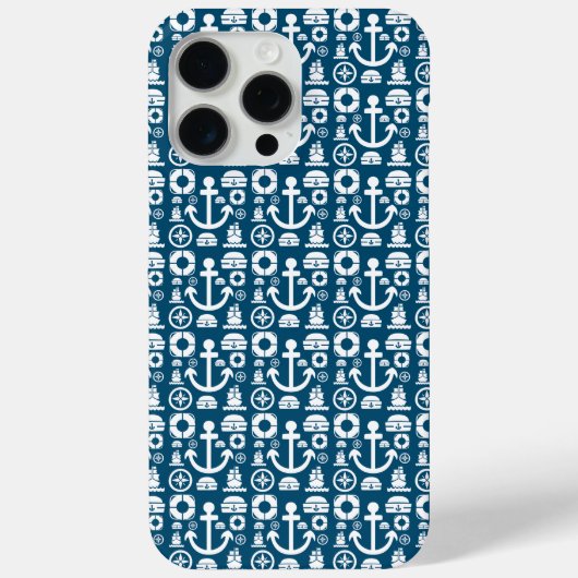 ネイビーセーラーエレメント海パターン Case-Mate iPhone カバー (裏面)