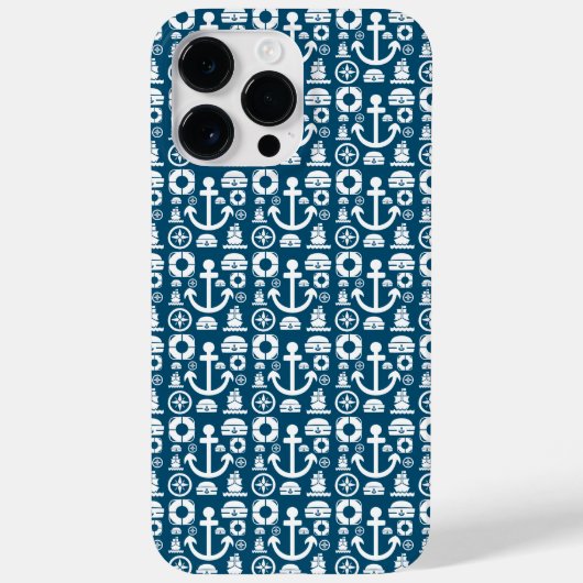 ネイビーセーラーエレメント海パターン Case-Mate iPhone カバー (裏面)