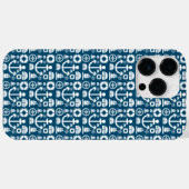 ネイビーセーラーエレメント海パターン Case-Mate iPhone カバー (裏面 (横))