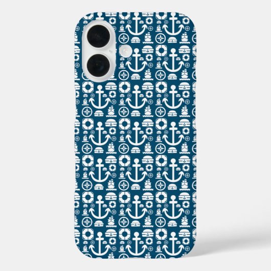 ネイビーセーラー海の要素パターン Case-Mate iPhoneケース (裏面)