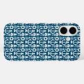ネイビーセーラー海の要素パターン Case-Mate iPhoneケース (裏面 (横))