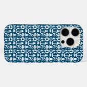 ネイビーセーラー海の要素パターン Case-Mate iPhoneケース (裏面 (横))