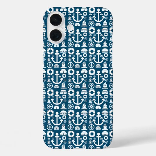 ネイビーセーラー海の要素パターン Case-Mate iPhoneケース (裏面)