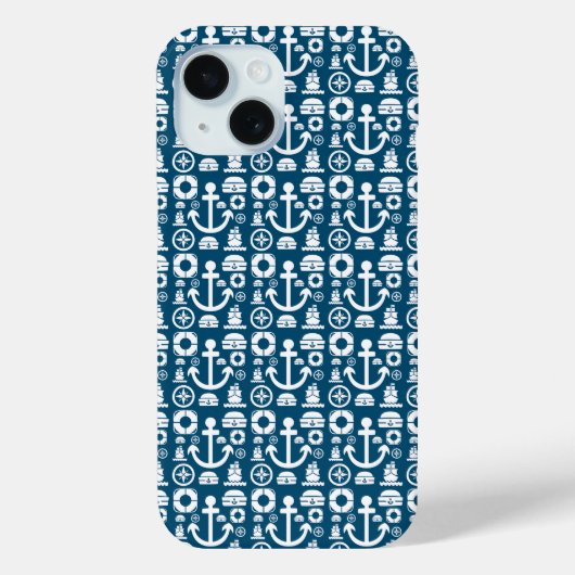 ネイビーセーラー海の要素パターン Case-Mate iPhoneケース (裏面)