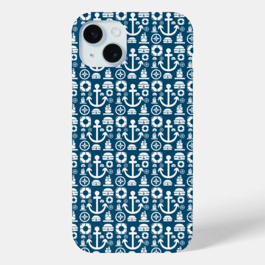 ネイビーセーラー海の要素パターン Case-Mate iPhoneケース (裏面)