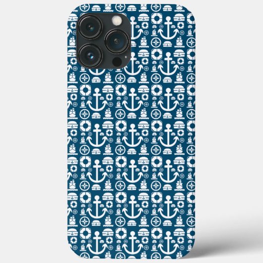 ネイビーセーラー海洋要素パターン Case-Mate iPhoneケース (裏面)