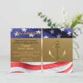 ネイビーセーラー軍隊引退パーティの招待状 招待状 (スタンド正面)