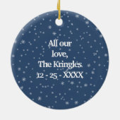 ネイビーセーラー雪だるまオーナメントプレゼント セラミックオーナメント (裏面)