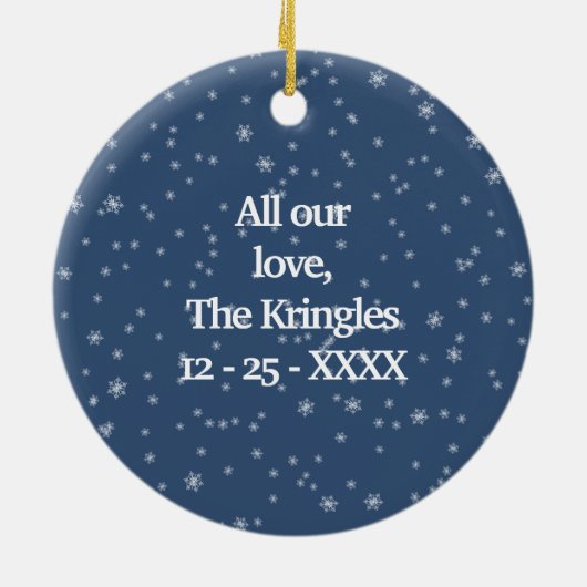 ネイビーセーラー雪だるまオーナメントプレゼント セラミックオーナメント (裏面)