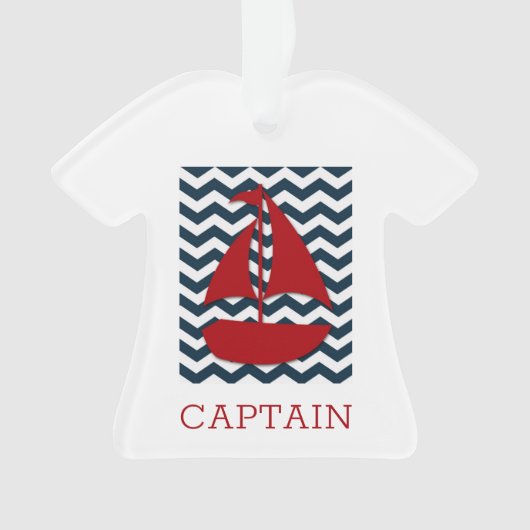 ネイビーセーリングカスタムネーム 赤 白 青 オーナメント (正面)