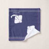 ネイビーソフトブルー沿岸航海のスティングレイマンタレイ バスタオルセット (ウォッシュタオル)