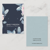 ネイビーソフト赤面スカイブルーフローライヤリングディスプレイ 名刺 (正面/裏面)