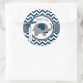 ネイビーゾウとシェブロンプリントありがとう ラウンドシール (バッグ)