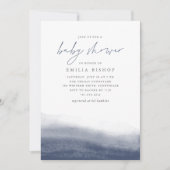 ネイビータイドコースタルウォーター色ベビーシャワー 招待状 (正面)