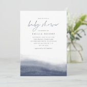 ネイビータイドコースタルウォーター色ベビーシャワー 招待状 (スタンド正面)