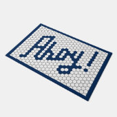 ネイビータイルデザイン航海のボート ドアマット (アングル)