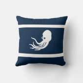 ネイビータコ/白い枕の上のイカ クッション (裏面)