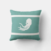 ネイビータコ/白い枕の上のイカ クッション (裏面)