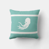 ネイビータコ/白い枕の上のイカ クッション (裏面)