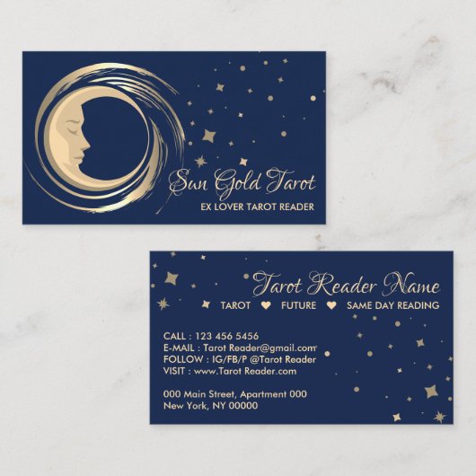 ネイビータロットリーダスタームーンサンシチュアル 名刺 (正面/裏面)
