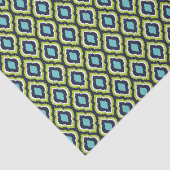 ネイビーターコイズとグリーンイカットモロッコ 薄葉紙 (詳細)