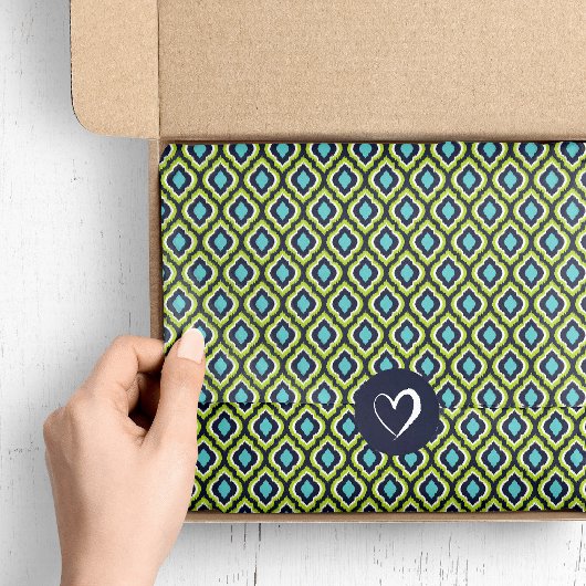 ネイビーターコイズとグリーンイカットモロッコ 薄葉紙