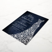 ネイビーダイヤモンドドレス50と素晴らしい誕生日フォイル 箔招待状 (回転した状態)