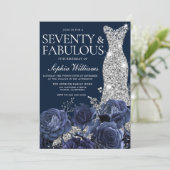 ネイビーダイヤモンドドレス セブンティ ファビュラス 70歳の誕生日 招待状 (スタンド正面)