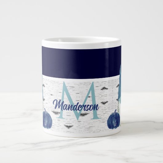 ネイビーダスティブルーパンプキン格言《植物》アスペン素朴ハウス ジャンボコーヒーマグカップ (正面)