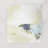 ネイビーダスティブルーフラワーグリーン葉座席表 プレイスカード (外部開封)