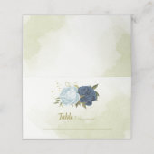 ネイビーダスティブルーフラワーグリーン葉座席表 プレイスカード (外部開封)