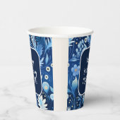 ネイビーダスティブルーフラワーズハッピーバースデー 紙コップ (右)