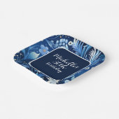 ネイビーダスティブルーフラワーズ50誕生日 ペーパープレート (傾斜あり)