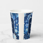ネイビーダスティブルーフラワーズ50誕生日 紙コップ (左)