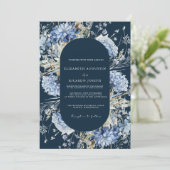 ネイビーダスティブルーフローラ春結婚開花 招待状 (スタンド正面)