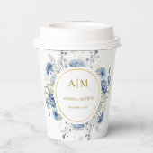 ネイビーダスティブルーフローラ春結婚開花 紙コップ (裏面)