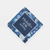 ネイビーダスティブルーフローラ50誕生日 スタンダードランチョンナプキン (角)