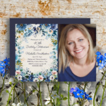 ネイビーダスティブルーホワイトフローラ75th誕生日写真