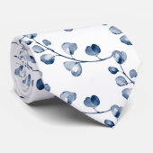 ネイビーダスティブルーユーカリプトゥスウェディングパーティー ネクタイ (ロール)