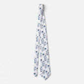 ネイビーダスティブルーユーカリプトゥスウェディングパーティー ネクタイ (裏面)