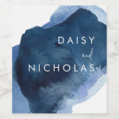 ネイビーダスティブルー海水の色結婚またはイベント ワインラベル (シングルラベル)