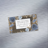ネイビーダスティブルー素朴フローラウッド保存日 マグネット名刺 (インサイチュ)