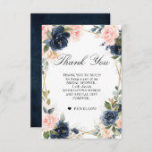 ネイビーダスティブルー赤面幾何学ブライダルシャワー サンキューカード (正面/裏面)