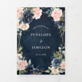 ネイビーダスティブルー赤面幾何結婚の3つ折り 三つ折りプログラム (カバー)