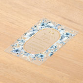 ネイビーダスティブルー金ゴールドフローラ春結婚開花 アクリル招待状 (レイダウン)