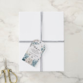 ネイビーダスティブルー金ゴールドフローラ春結婚開花 ギフトタグ (より糸付き)