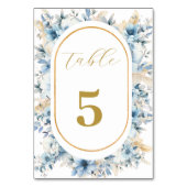 ネイビーダスティブルー金ゴールドフローラ春結婚開花 テーブルナンバー (正面)